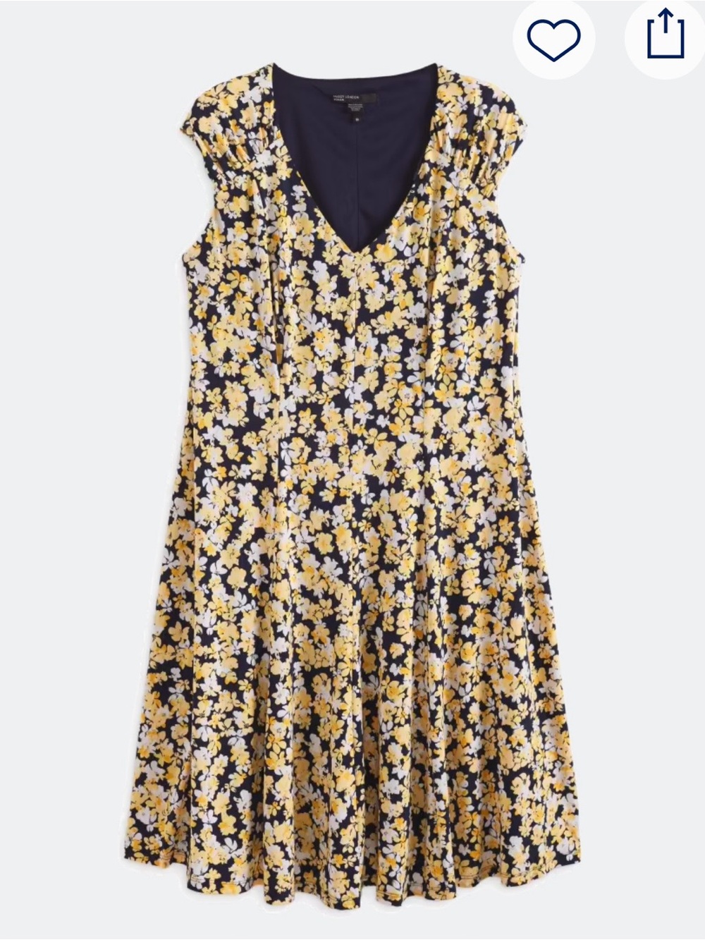 Floral V-Neck Mini Dress in Navy and Yellow